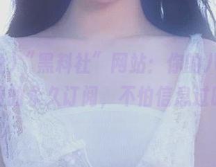 “黑料社”网站：你的八卦库，免费的永久订阅，不怕信息过时…
